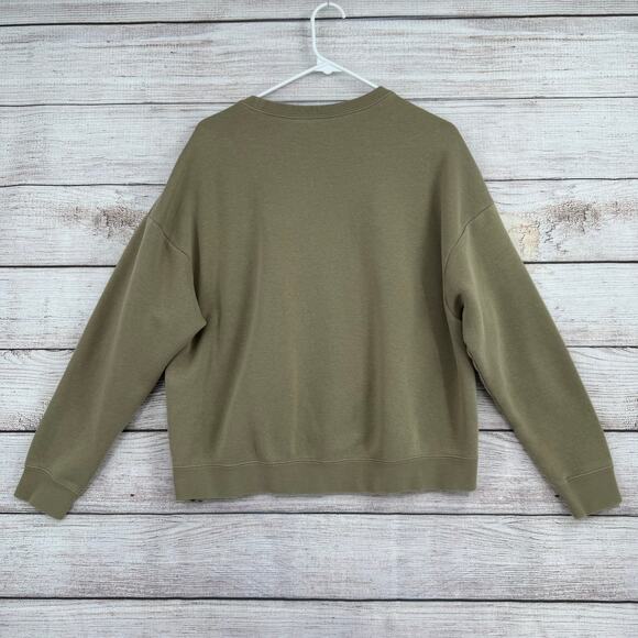 Nike AIR Rally Crew Sweatshirt Womens Small Green Side Zip Big Swoosh Logo - Picture 2 of 12